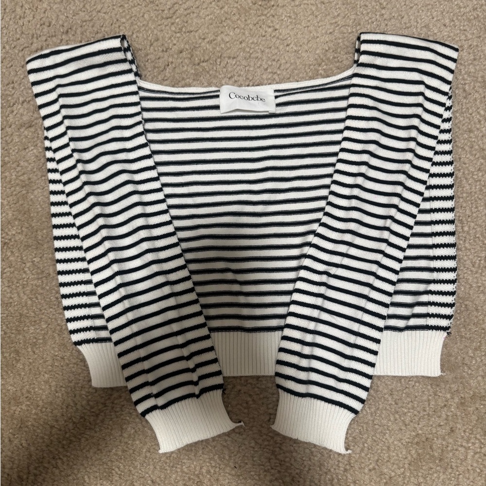 Black and White Striped sweater knitted shawl